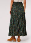 Forest Floral Tiered Maxi Skirt, Green, large