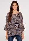 Zebra Print Batwing Top, Navy, large