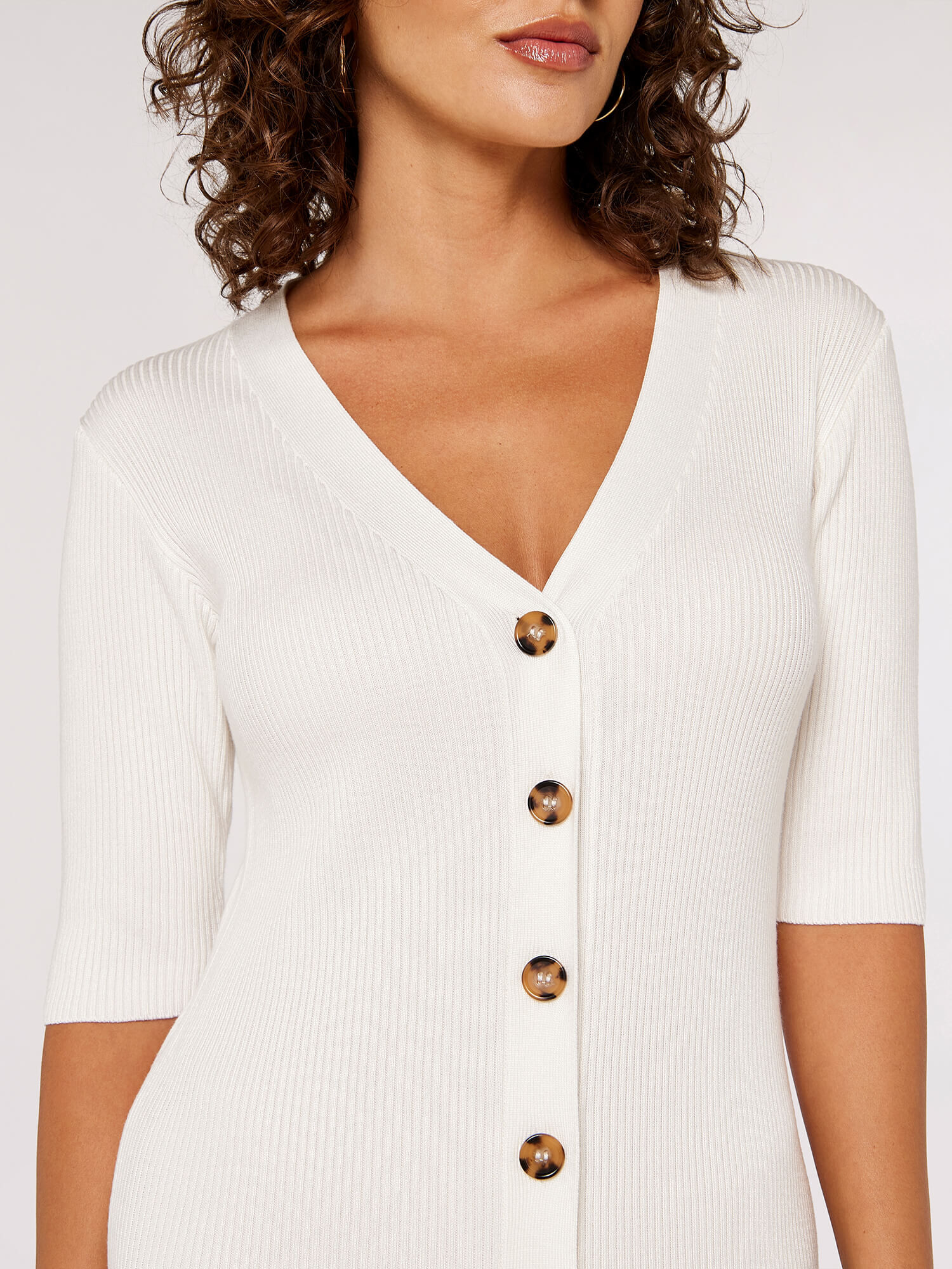 Sleek Button Down Dress Apricot Clothing