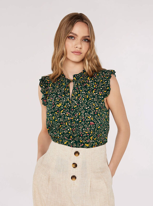 Floral Forest Top, Green, large