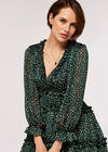 Textured Dot Ruffle Dress, Green, large