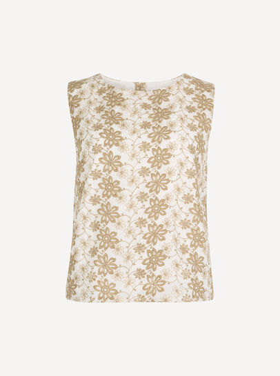 Floral Embroidered Shell Top