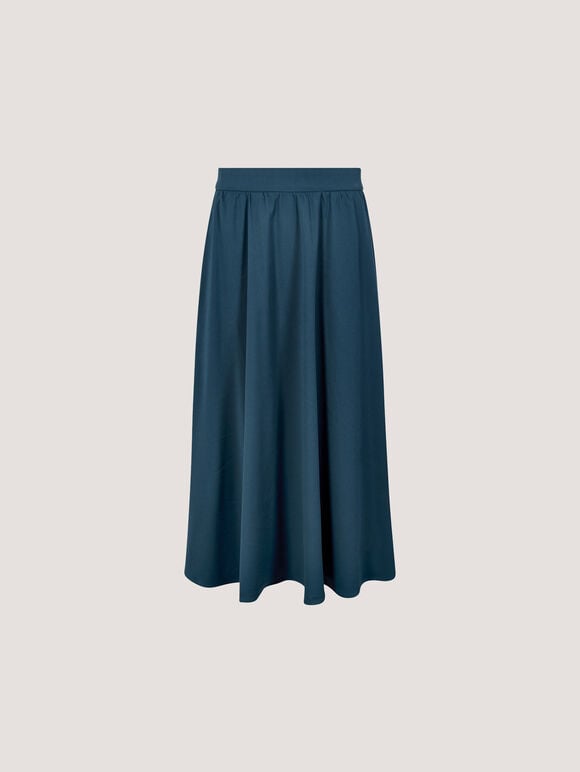 Brushed Twill A-Line Midi Skirt, Teal, large