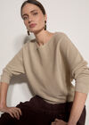 Metallic Ribbed Knit Jumper, Gold, large