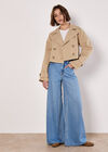 Cropped Trench Coat, Stone, large