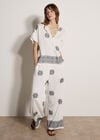 Paisley Embroidered Wide-Leg Trousers, White, large