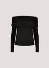 Jersey Bardot Top, Black, large