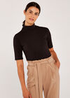 Mock Neck Top, Black, large