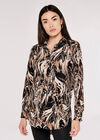 Marble Print Plisse Shirt, Black, large