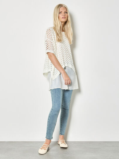 Shimmer Mesh Layered Tunic Top