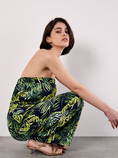 Bandeau Leaf Wide Leg Jumpsuit