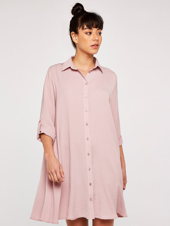 Shirt Swing Dress, Pink, large