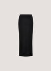 Ribbed Knit Midi Pencil Skirt, Black, large