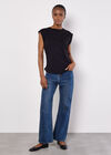 Cotton Jersey Side Ruched T-Shirt, Black, large
