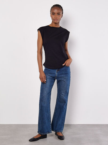 Cotton Jersey Side Ruched T-Shirt