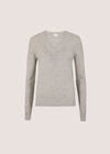 Diamante Embellished Jumper, Grey, large