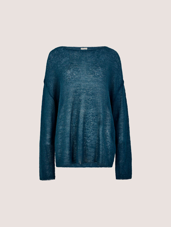 Lightweight Brushed Oversized Jumper, Teal, large