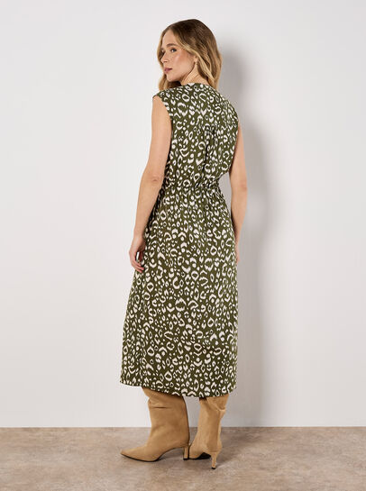 Animal Print Cotton Midi Dress