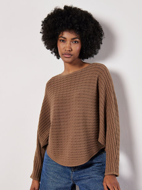 Cable Stripe Batwing Jumper