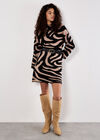 Zebra Knitted A-Line Skirt, Black, large