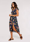 Floral Milkmaid Midi Dress, Navy, large