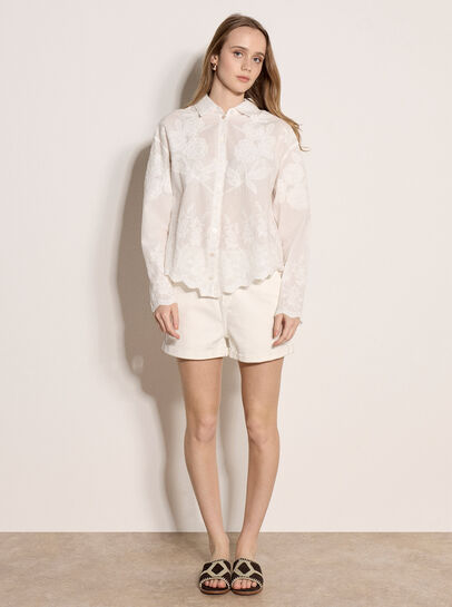 Embroidered Floral Cotton Shirt