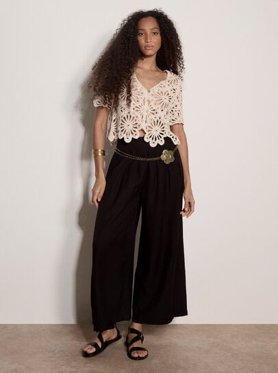 Floral Sequin Crochet Cardigan