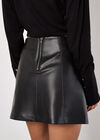 Faux Leather Mini Skirt, Black, large