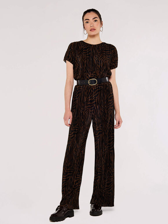Zebra Plisse Top, Brown, large