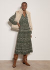 Floral Print Ruffle Midi Dress, Green, large