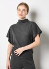 Soft Knit Side Ruched Top, Dark Grey - Charcoal, large