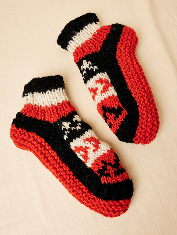 Chaussettes en laine Fair Isle tricotées à la main, assorties, grandes