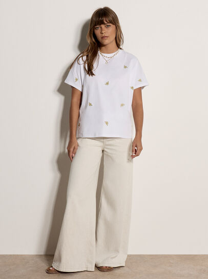Gold Bee Embroidered T-Shirt