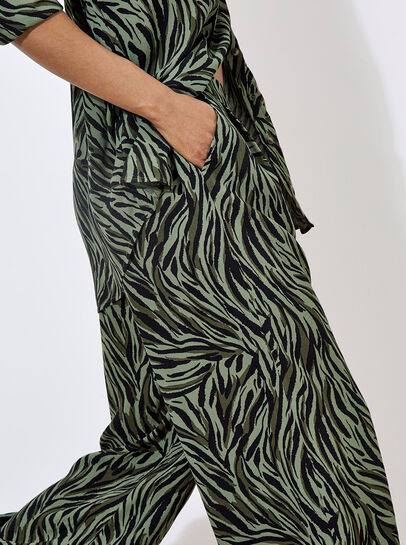 Zebra Print Wide Leg Trousers