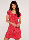 Brush Spot Milkmaid Mini Dress, Red, large