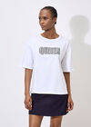 Rhinestone Queen Cotton T-Shirt, White, large