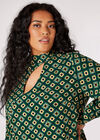 Curve Geometric Keyhold Blouse, Green, large