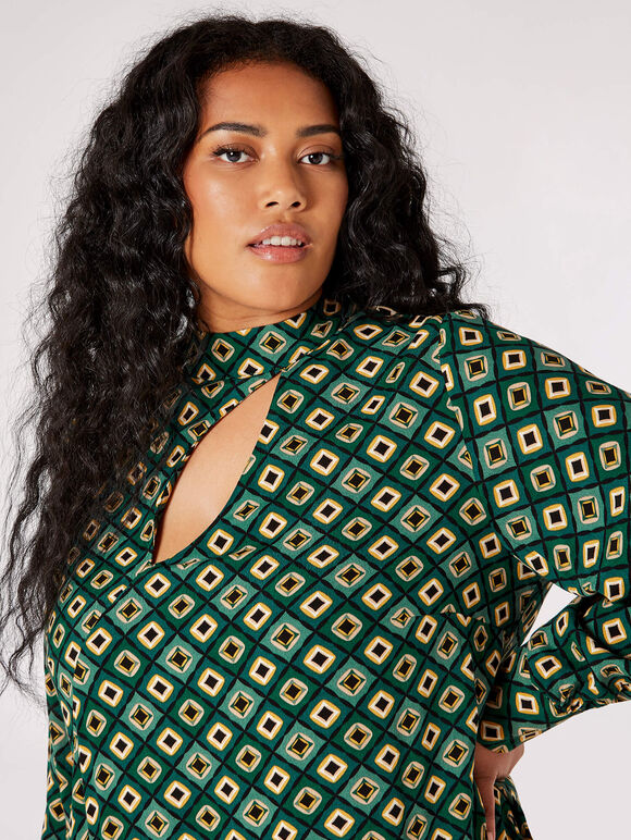 Curve Geometric Keyhold Blouse, Green, large