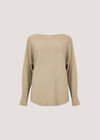 Metallic Ribbed Knit Jumper, Gold, large