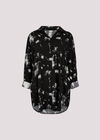 Paint Print Oversized Tunic Top, Black, large