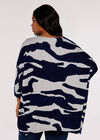 Curve Zebra  Batwing Top, Navy, large