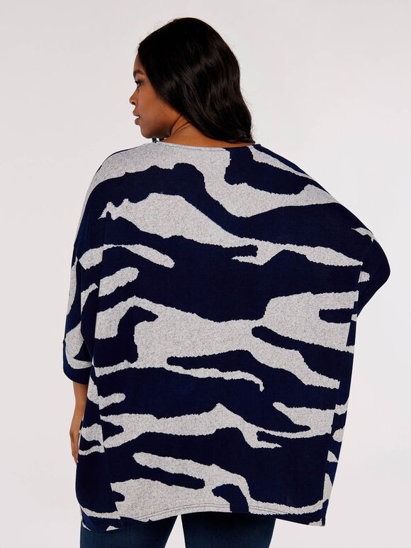 Curve Zebra  Batwing Top, Navy, large