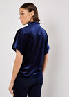 Velvet Ruched Side Top, Navy, large