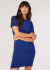 Stripe Panel Knitted Bodycon Mini Dress, Blue, large