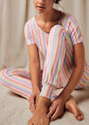 Rainbow Stripe Pyjama Trouser, Pink, large