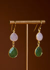 Gold Tone Semi-Precious Stone Drop Earrings, Pink, large