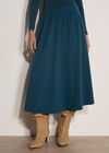 Brushed Twill A-Line Midi Skirt, Teal, large
