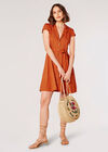 Mini-robe chemise en mélange de lin, Orange, grand