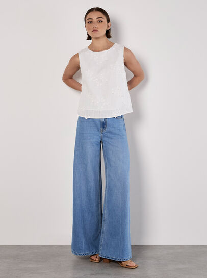 Floral Embroidered Shell Top