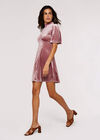 Fit And Flare Velvet Mini Dress, Pink, large